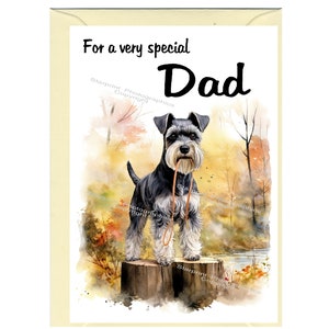 Dwergschnauzer blanco kaart/notitie voor papa (6 x 4 inch) met envelop - ideaal voor Vaderdag, verjaardag, enz.