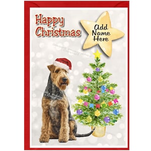 Carte de Noël personnalisée Airedale Terrier Dog (6 x 4 po.) vierge à l'intérieur - avec enveloppe.  Article parfait pour tous les amoureux des chiens