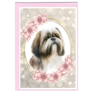Gepersonaliseerde Lhasa Apso-hondenwenskaart (6 x 4 inch) met envelop.  Kaart kan indien gewenst blanco worden gelaten