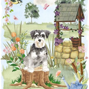 Zwergschnauzer Hund Blanko Karte / Notelet (6 "x 4") mit Umschlag - Wishing Well Design.  Perfekter Artikel für jeden Hundeliebhaber