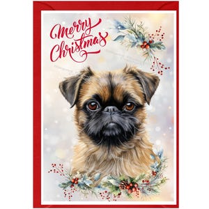 Biglietto di Natale Griffon Dog (6" x 4") Vuoto all'interno - con busta. Articolo perfetto per qualsiasi amante dei cani