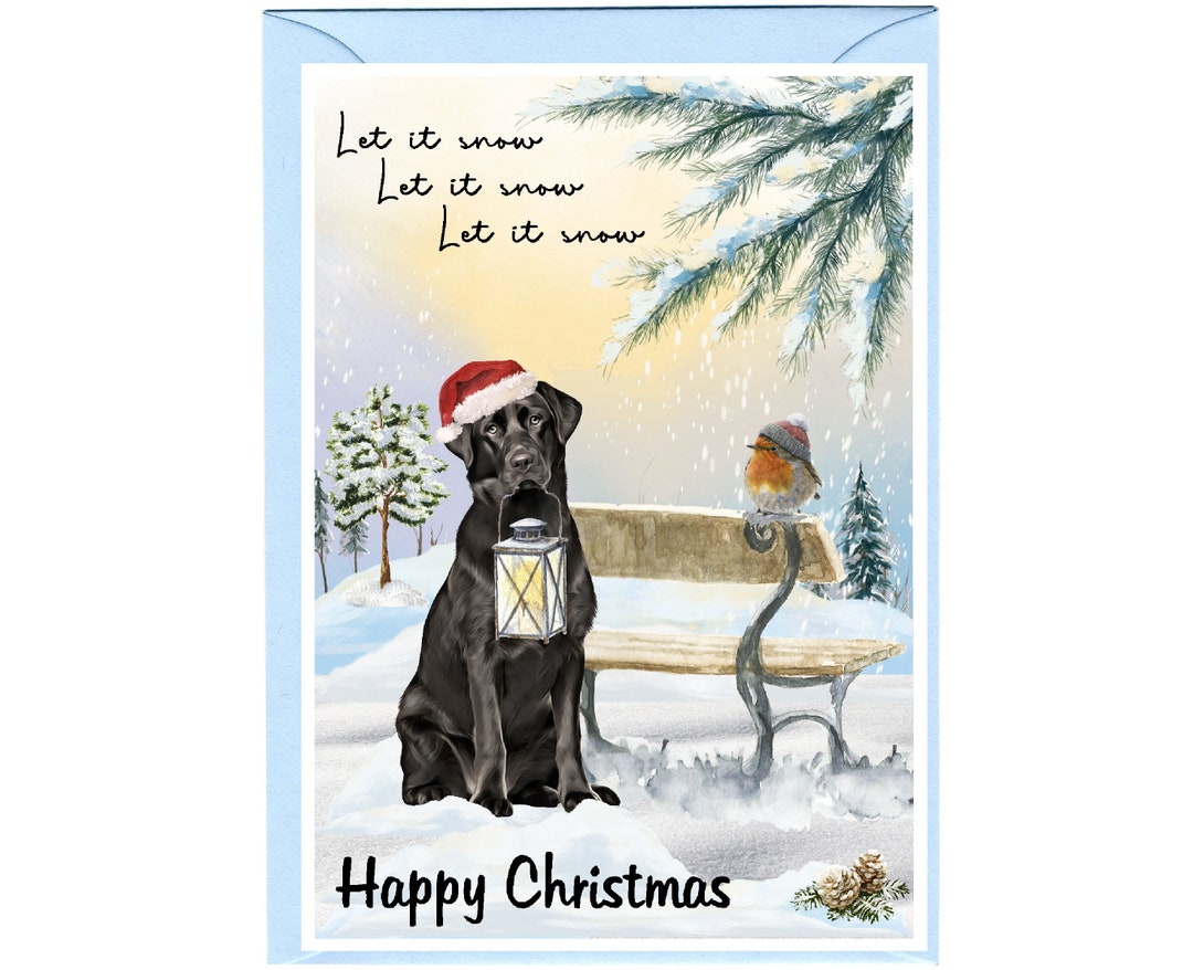 Black Labrador Retriever Dog Christmas Card (6" X 4") Blank Inside ...