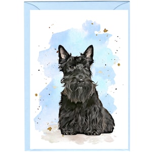 Gepersonaliseerde Schotse Terriër/Scottie Dog-wenskaart /Notelet (6" x 4") met envelop - kaart kan indien gewenst blanco worden gelaten.