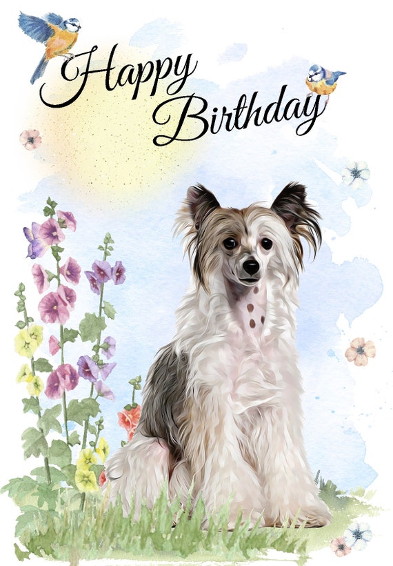 Carte Joyeux Anniversaire Pour Chien A Crete Chinoise 6 Etsy France
