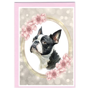 Gepersonaliseerde Boston Terrier Dog-wenskaart /Notelet (6" x 4") met envelop - ideaal voor elke gelegenheid.  Kan desgewenst leeg worden gelaten
