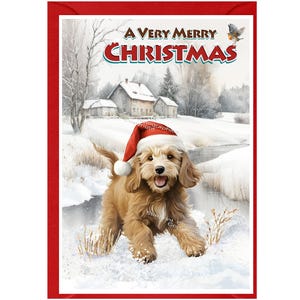 Cockapoo Dog-kerstkaart (6" x 4") met blanco binnenkant - met envelop.  Perfect item voor elke hondenliefhebber