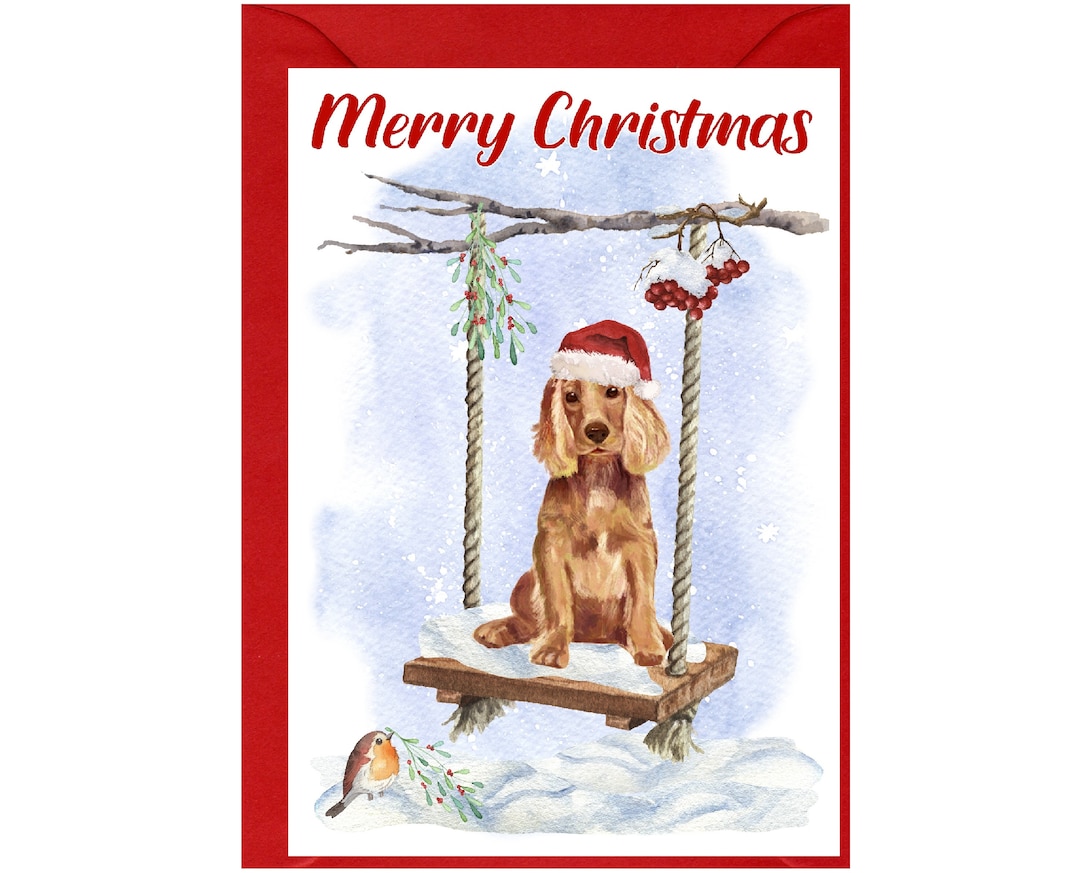 Cocker Spaniel (gold) Dog Christmas Card (6" X 4") Blank Inside - With ...