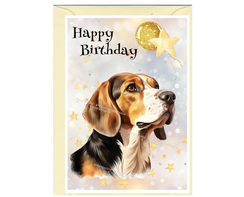 Beagle Dog "happy Birthday" Card (6ins X 4ins) With Envelope - Blank ...