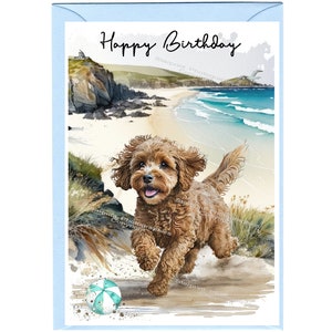 Cavapoo / Doodle Hund Geburtstagskarte (15 x 10 cm) mit Umschlag - Leere Innenseite für Ihre eigene Nachricht. Perfekt für jeden Hundefreund