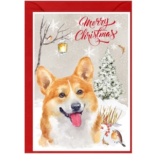 Carte de Noël Welsh Pembroke Corgi Dog (6 x 4 po.) vierge à l'intérieur - avec enveloppe. Article parfait pour tous les amoureux des chiens
