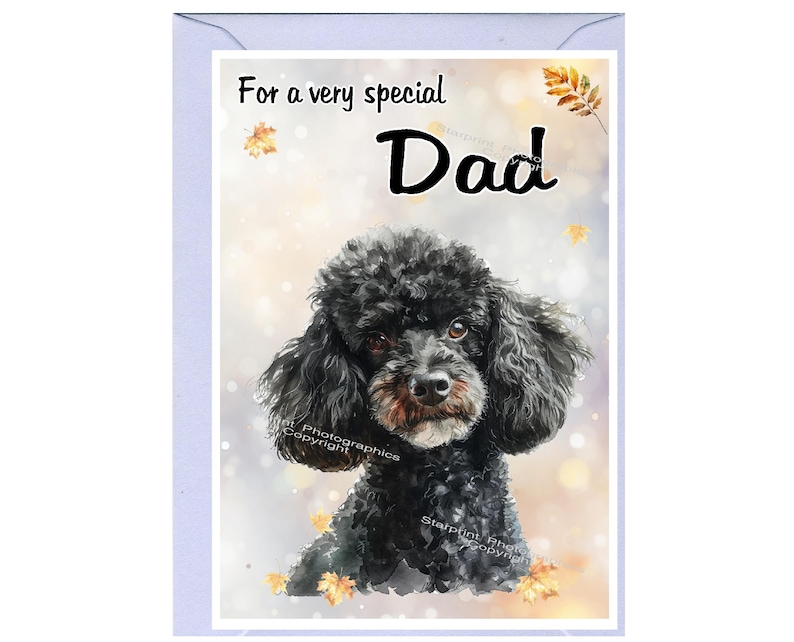 Poodle (black) Dog Blank Card /notelet for DAD (6" X 4") With Envelope ...