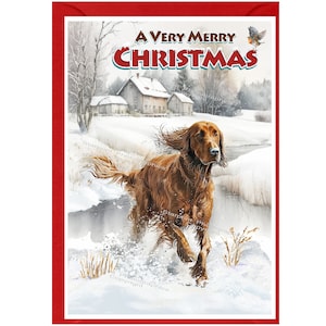 Irish Setter Red Dog Christmas Card (6" x 4") Interno vuoto - con busta. Articolo perfetto per qualsiasi amante dei cani