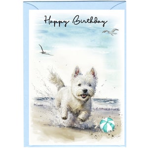 "Geburtstagskarte (15 x 10cm) mit West Highland White Terrier Hund ""Happy Birthday"" - Blanko innen für Ihre eigene Nachricht." Perfekt für jeden Hundefreund