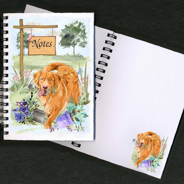 Nova Scotia Duck Tolling Retriever Dog Notebook/Notepad "Landscape Gardener Design" with picture on each page - Great Gift for any Dog Lover