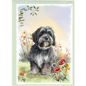 Carte de voeux/notelet personnalisés pour chien terrier du Tibet (6 x 4 po.) avec enveloppe. Peut être laissé vide si vous préférez