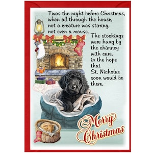 Carte de Noël Labradoodle / Doodle Dog (6 x 4 po.) vierge à l'intérieur - avec enveloppe. Article parfait pour tous les amoureux des chiens