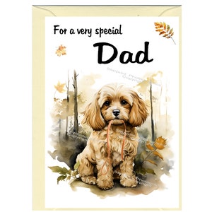Cavapoo Doodle Hund Karte für DAD (6 "x 4") mit Umschlag - Ideal für Vatertag, Geburtstag, etc.