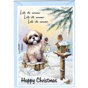 Cartão de Natal do cão Shih Tzu (6" x 4") em branco por dentro - com envelope. Item perfeito para qualquer amante de cães