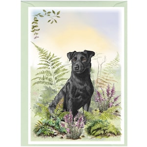 Gepersonaliseerde Patterdale Terrier Dog wenskaart/Notelet (6" x 4") met envelop. Kan indien gewenst leeg gelaten worden