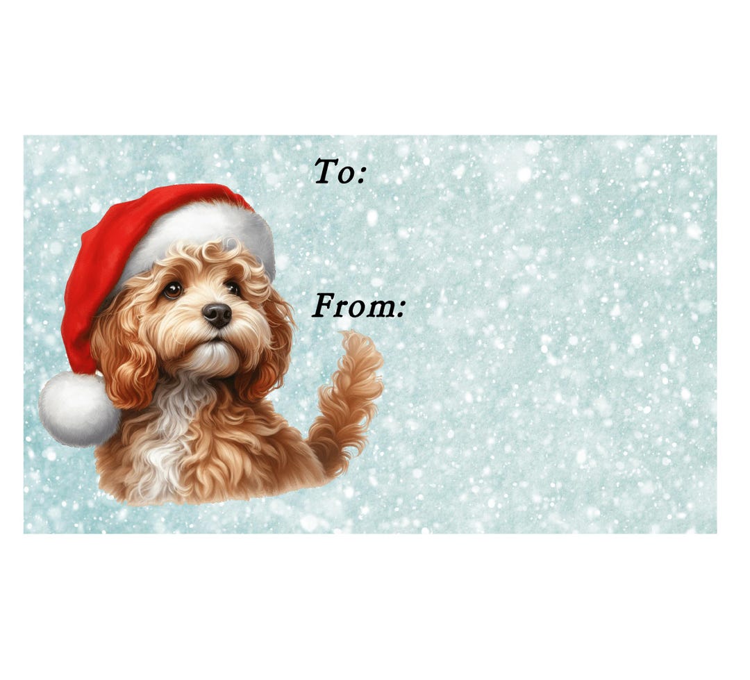 Cavapoo Doodle Christmas Gift Labels, Peel off Self Adhesive, 2 Sheets ...