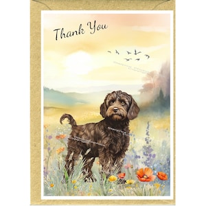 Cockapoo Brown Doodle Dog "Thank You" Card (6" x 4") with Envelope - Blank inside for your own message.