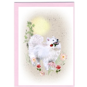Tarjeta en blanco para perro samoyedo/nota (6" x 4") con sobre - Ideal para el día de la madre, cumpleaños, tarjeta de San Valentín, etc. Artículo perfecto para cualquier amante de los perros