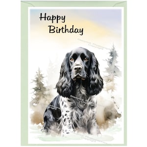Happy Birthday Cocker Spaniel Hund mit Umschlag - Blanko für Ihre eigene Nachricht. Perfekt für jeden Hundefreund.
