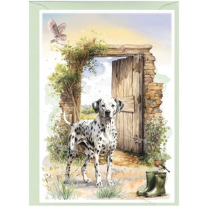 Gepersonaliseerde wenskaart Dalmatische hond /Notelet (6" x 4") met envelop.  Ideaal voor elke gelegenheid. Kan desgewenst leeg worden gelaten