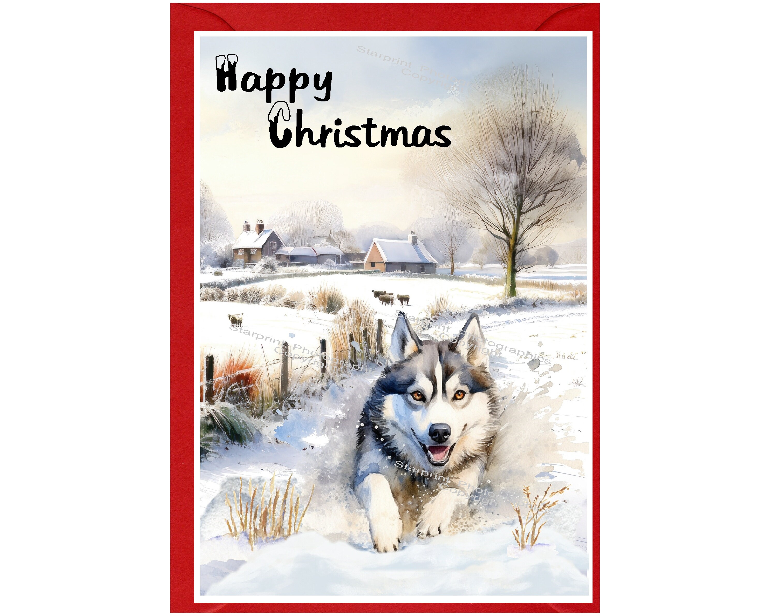 Cane Di Natale Husky Idea Alberghiera Per Animali Vetclinic Modello Calendario Animale Biglietto Con Il Rifugio Regalo I Bambini Image173031822