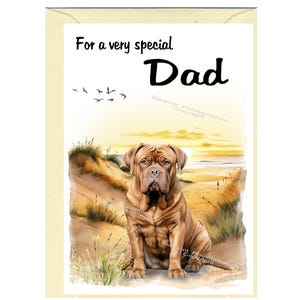 Bordeauxdog blanco kaart/notitie voor papa (6 x 4 inch) met envelop - ideaal voor Vaderdag, verjaardag, enz.