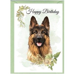 Biglietto "Happy Birthday" con cane pastore tedesco (6" x 4") con busta - Interno vuoto per il tuo messaggio. Perfetto per ogni amante dei cani