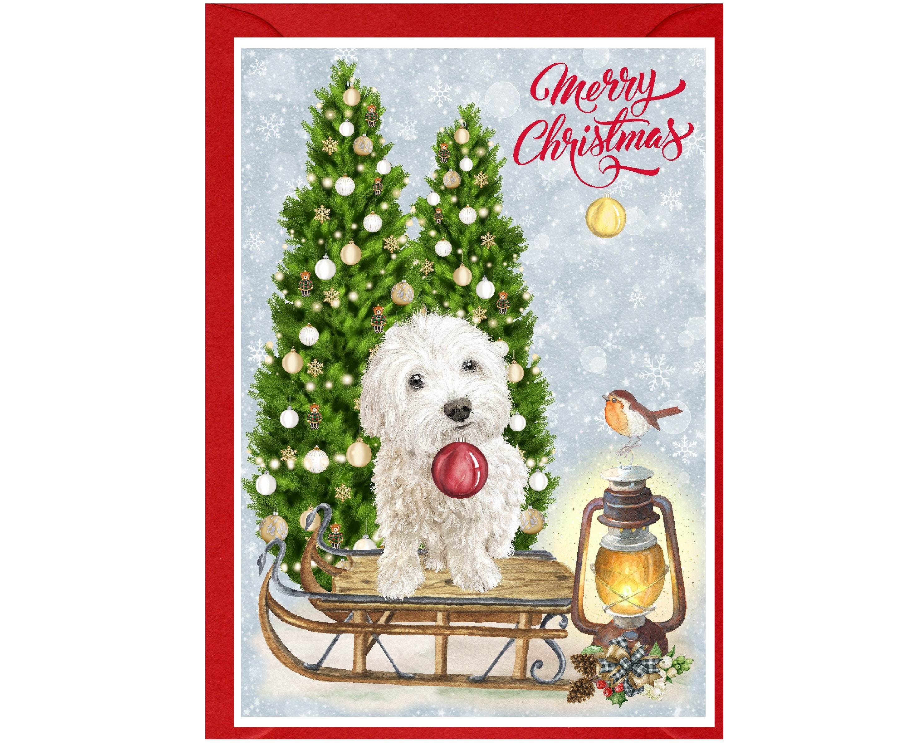 Biglietto Di Natale Per Nipote Jonny Javelin - Cane Fudge E Albero