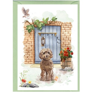 Gepersonaliseerde cockapoo/doodle hondenwenskaart (6 x 4 inch) met envelop.  Ideaal voor elke gelegenheid. Kan desgewenst leeg worden gelaten