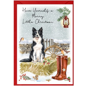 Tarjeta de Navidad para perros Border Collie (6" x 4") Interior en blanco - con sobre. Artículo perfecto para cualquier amante de los perros.