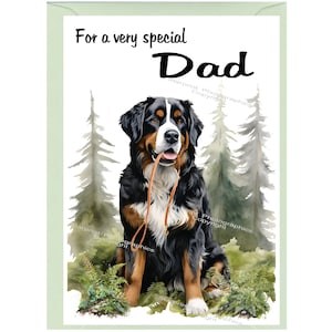Berner Sennenhund Blanko Karte für DAD (6 "x 4") mit Umschlag - Ideal für Vatertag, Geburtstag, etc.