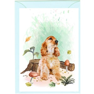 Gepersonaliseerde wenskaart cocker-spaniëlhond (6 x 4 inch) met envelop: kaart kan indien gewenst blanco worden gelaten.