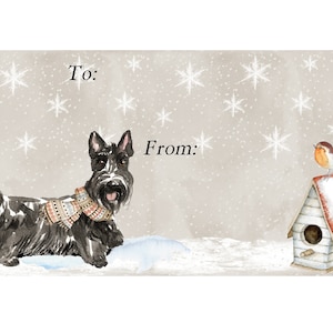 Scottish Terrier / Scottie Dog Christmas Gift Labels, Peel Off Self adhesive, 2 Sheets of 21 Labels, 42 Labels in total