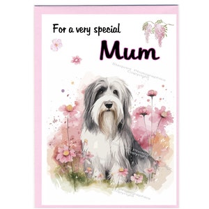 Bearded Collie Hund Blanko Karte für Mama (6 "x 4") mit Umschlag - Ideal für Muttertag, Geburtstag, etc.