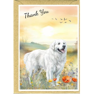 Pyrenean Mountain Dog / Great Pyrenees &quot;Thank You&quot; Card (6&quot; x 4&quot;) with Envelope - Blank inside for your own message.