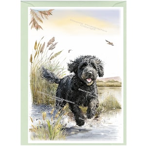 Gepersonaliseerde labradoodle/doodle zwarte hond wenskaart/Notelet (6 x 4 inch) met envelop.  Kaart kan indien gewenst blanco worden gelaten