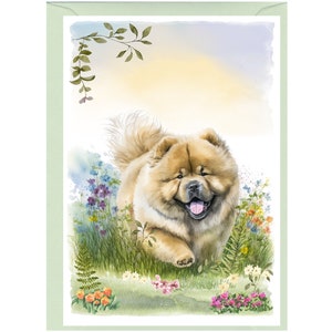 Gepersonaliseerde Chow Chow Dog-wenskaart /Notelet (6" x 4") met envelop. Ideaal voor elke gelegenheid. Kan indien gewenst leeg gelaten worden