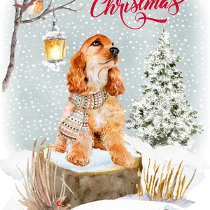 Cocker Spaniel (gold) Dog Christmas Card (6" X 4") Blank Inside - With ...