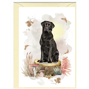 Biglietto d'auguri/biglietto di auguri personalizzato con Labrador Retriever (nero) (15,2 x 10,2 cm) e busta. Il biglietto può essere lasciato vuoto, se si preferisce.