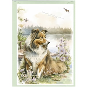 Gepersonaliseerde Shetland Sheepdog / Sheltie-wenskaart /Notelet (6 "x 4") met envelop.  Kaart kan indien gewenst blanco worden gelaten
