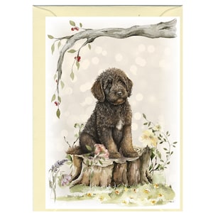 Gepersonaliseerde labradoodle/doodle hondenwenskaart (6 x 4 inch) met envelop.  Kan desgewenst leeg worden gelaten
