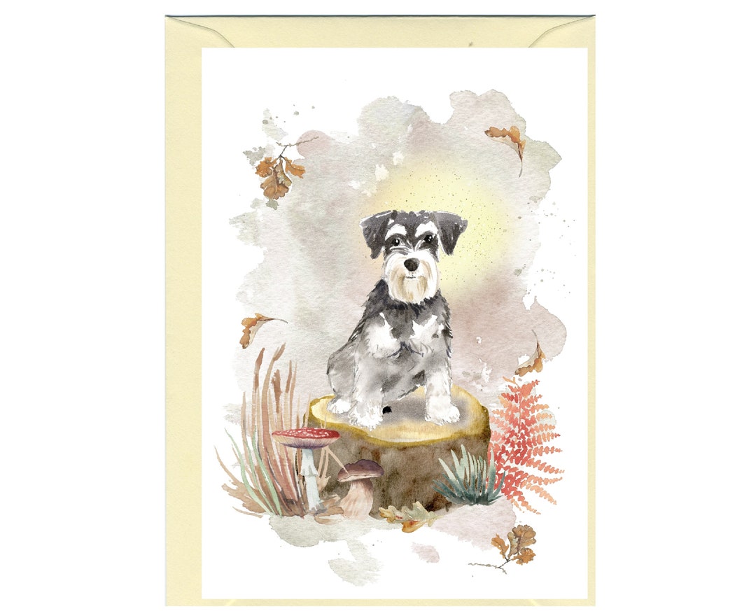 Personalised Miniature Schnauzer Dog Greetings Card /notelet (6" X 4 ...