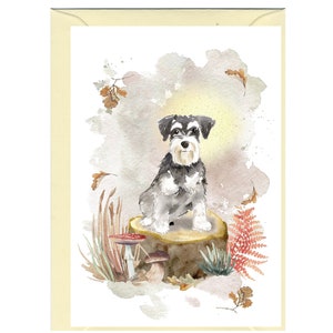 Gepersonaliseerde Dwergschnauzer-wenskaart /Notelet (6" x 4") met envelop.  Kaart kan indien gewenst blanco worden gelaten