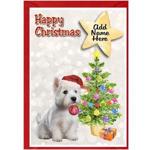 Gepersonaliseerde Westie/West Highland White Terrier Dog kerstkaart (6" x 4") blanco binnenin - met envelop. Perfect item voor elke hondenliefhebber