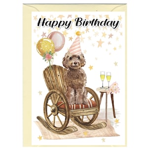 Cockapoo / Doodle Dog "Happy Birthday" Card (6" x 4") with Envelope - Blank inside for your own message. Perfect for any dog lover