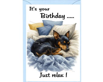 Miniature Pinscher Dog Birthday Card (6"x 4") with Envelope. Blank inside for your own message. Perfect for any dog lover